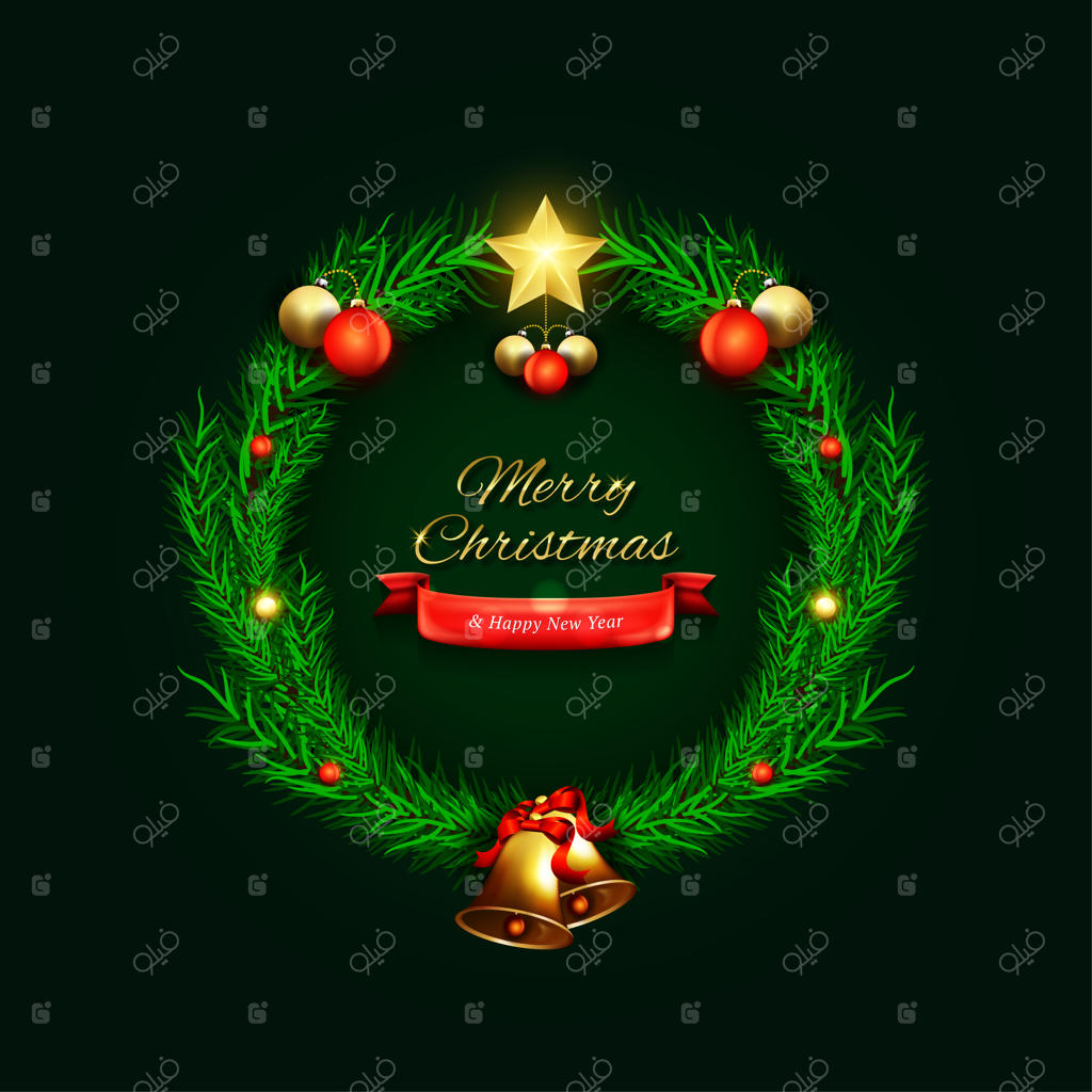 طرح کارت تبریک کریسمس با درخت کریسمس