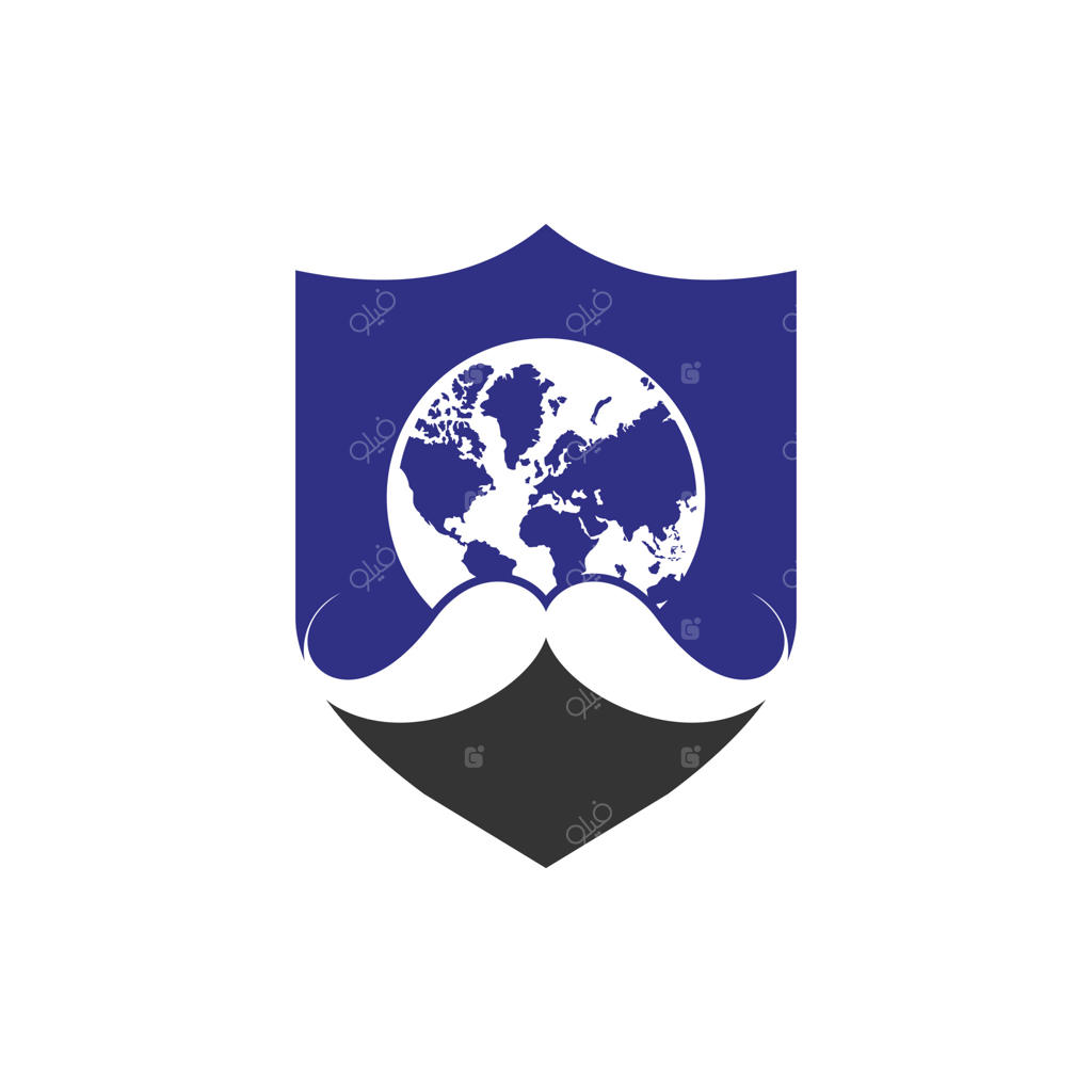 قالب طراحی لوگوی وکتور آرایشگر جهان. طراحی لوگوی سبیل و نماد جهانی.