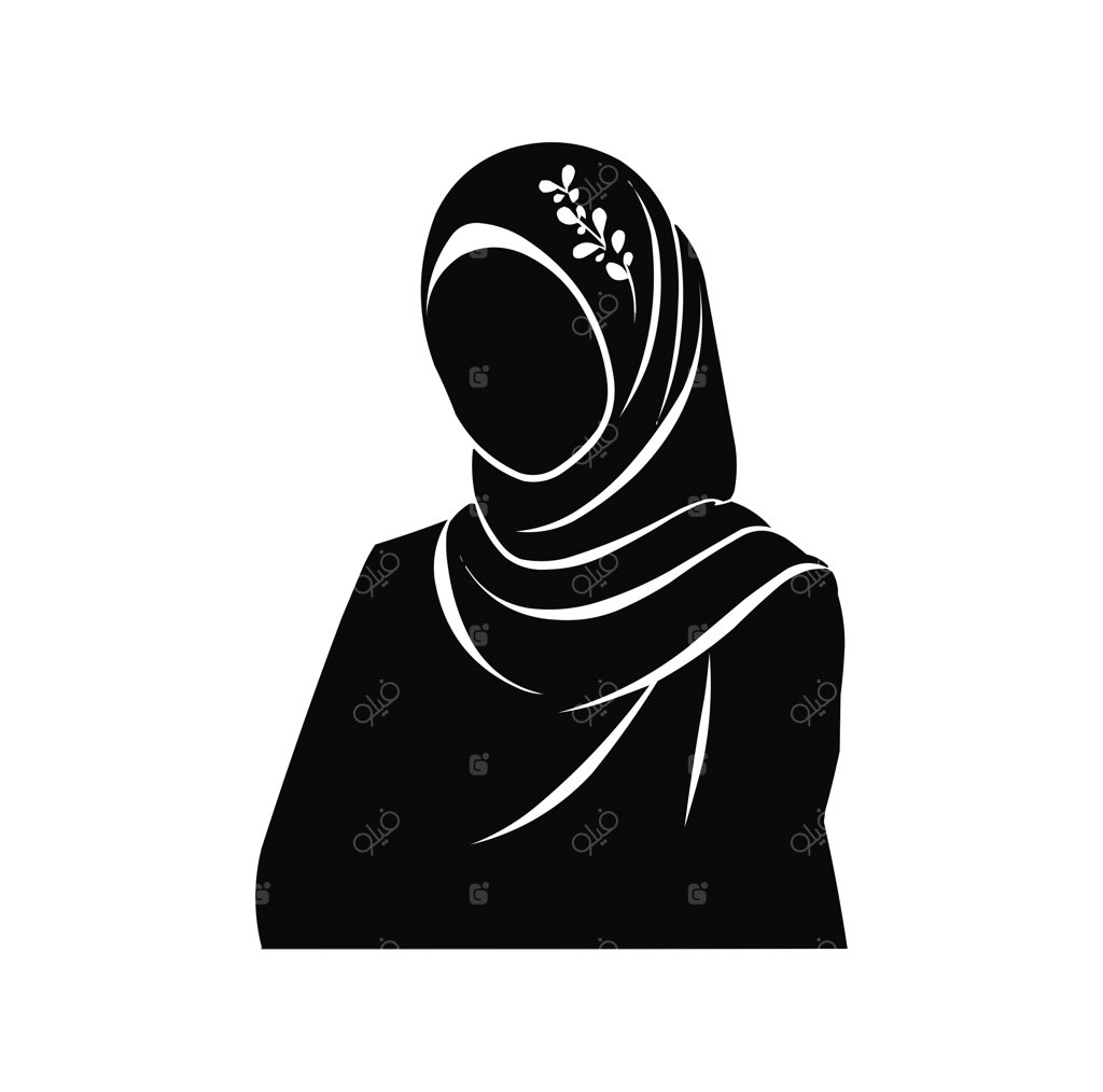 وکتور آیکون و تصویرسازی سیلوئت دختر مسلمان با حجاب