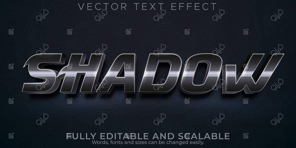 اثر متن قابل ویرایش با سایه، سبک فونت سه‌بعدی شمشیر و شوالیه