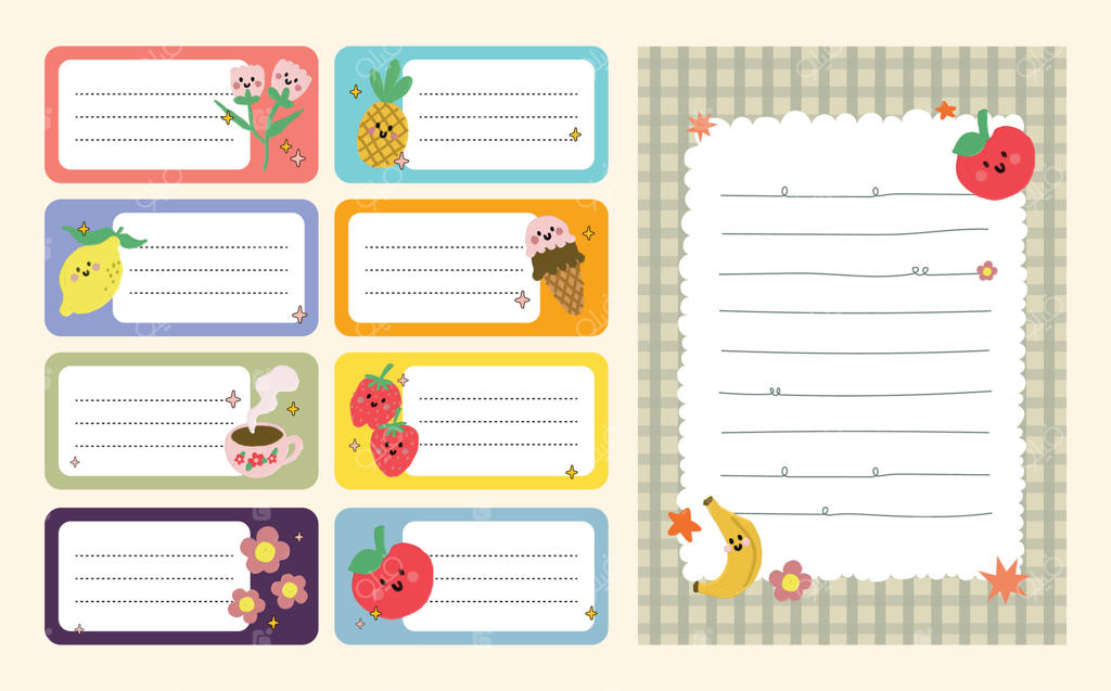 ست بامزه کیوایی برای نگارش با یادداشت‌های پاستلی، برچسب‌ها و لیبل‌های رنگ ملایم، ایده‌آل برای پلنرها، دفتر خاطرات، پروژه‌های مدرسه و طرح‌های خلاقانه تزئینی