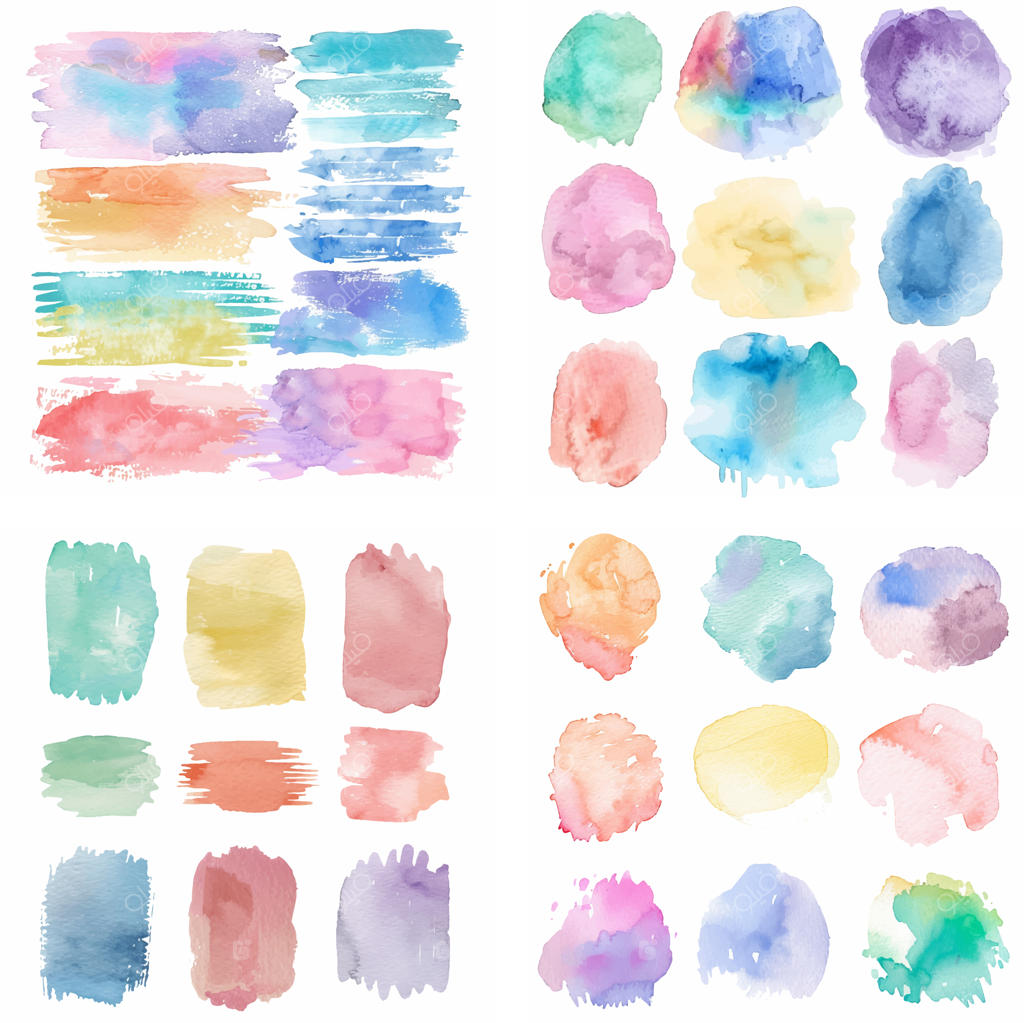 لکه و پاشش جوهر و رنگ‌های پاستلی با افکت آبرنگ و بافت زبر خلاقانه