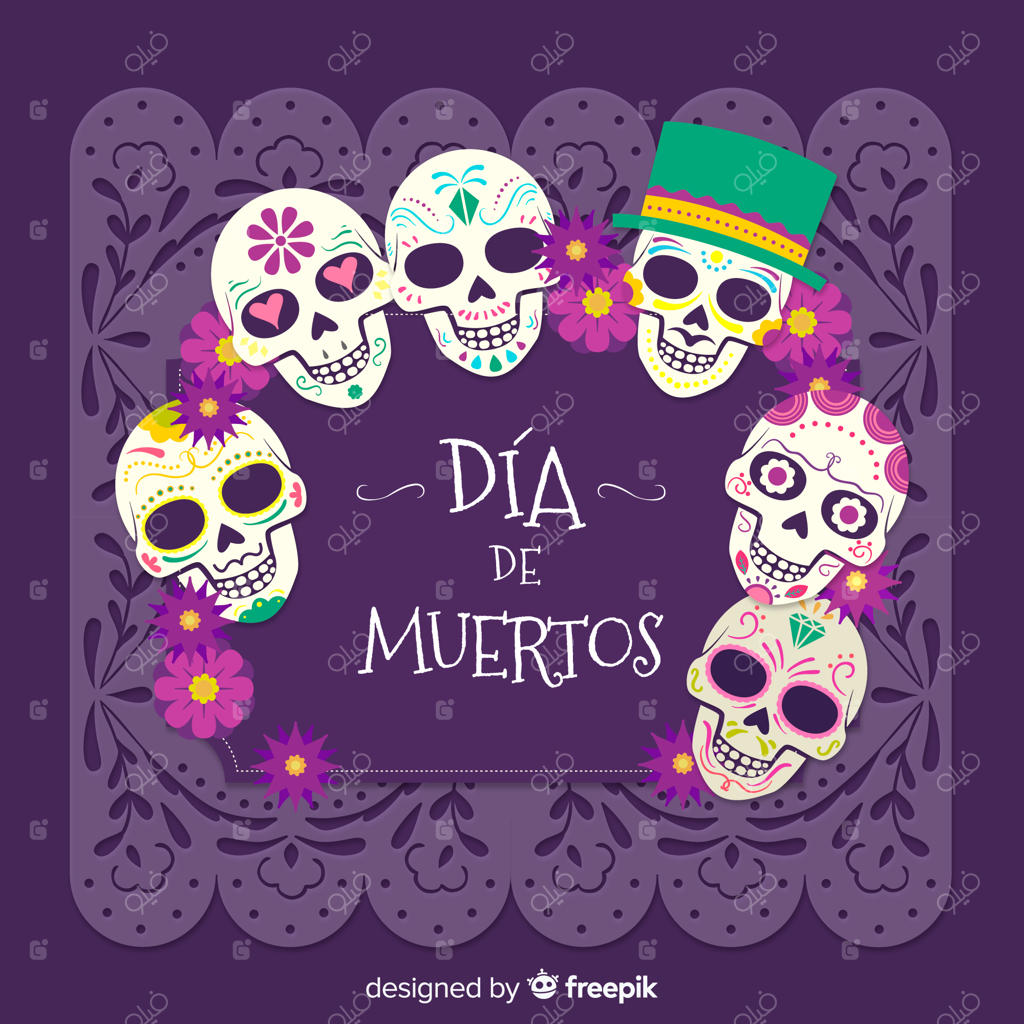 زمینه جمجمه روز مردگان مکزیکی