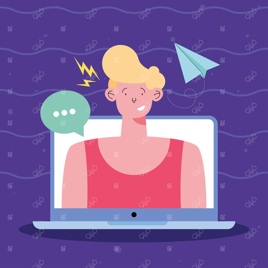 لپ‌تاپ با اتصال ویدئویی مردانه