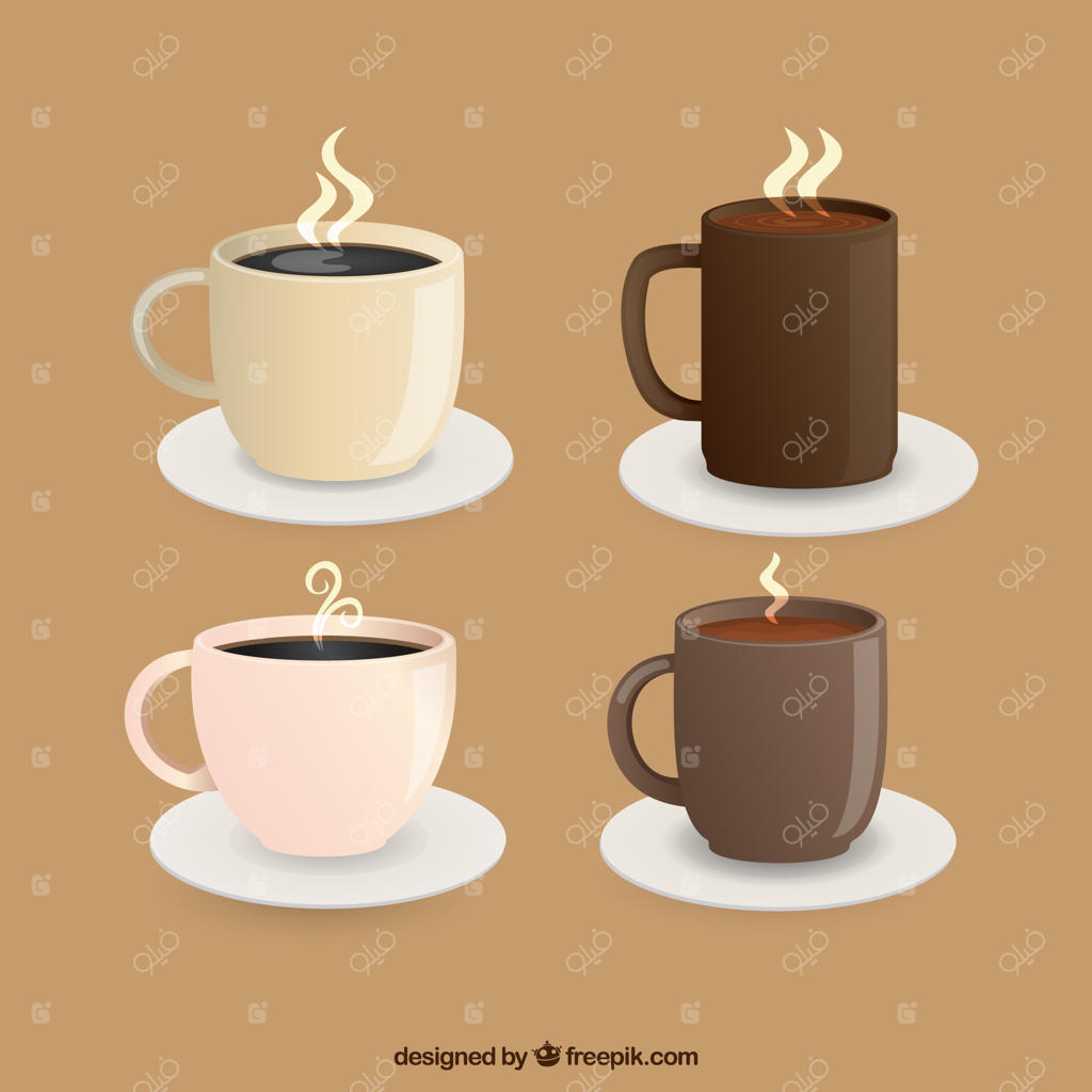 مجموعه‌ای از فنجان‌های قهوه با بخار