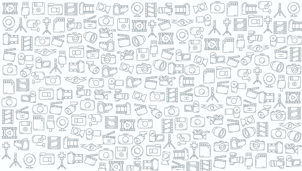 پس‌زمینه طرح‌های دودل و آیکون‌های خطی دوربین و رسانه