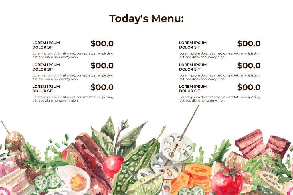 پترن آبرنگی و درخشان برای منوها و کافی‌شاپ‌ها و رستوران‌های غذای سنتی آسیایی.