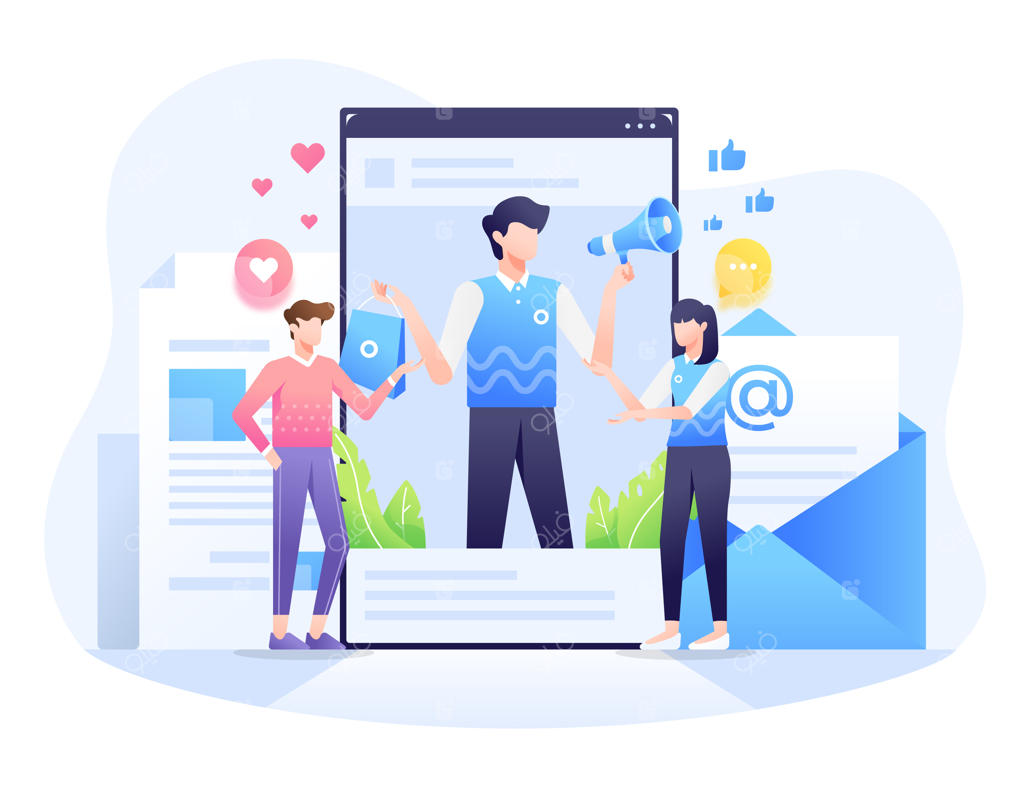 تصویرسازی کمپین بازاریابی، کمپین برای رویداد خاص در شبکه‌های اجتماعی.