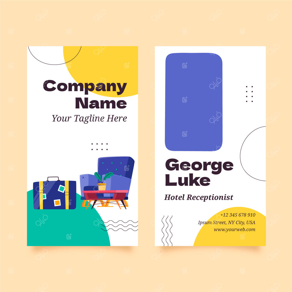 قالب کارت ویزیت عمودی برای کسب‌ و کار هتلداری