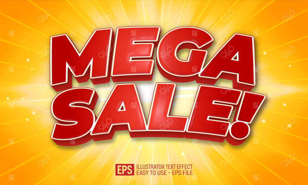 قالب افکت متن سه‌بعدی قابل ویرایش برای فروش فوق‌العاده