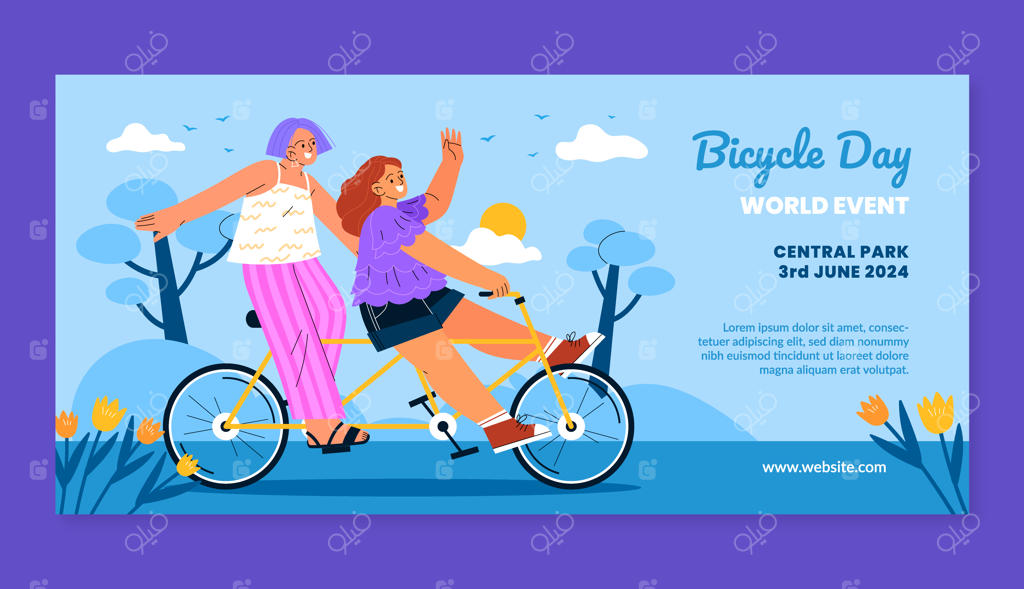 پترن بنر افقی برای روز جهانی دوچرخه‌سواری