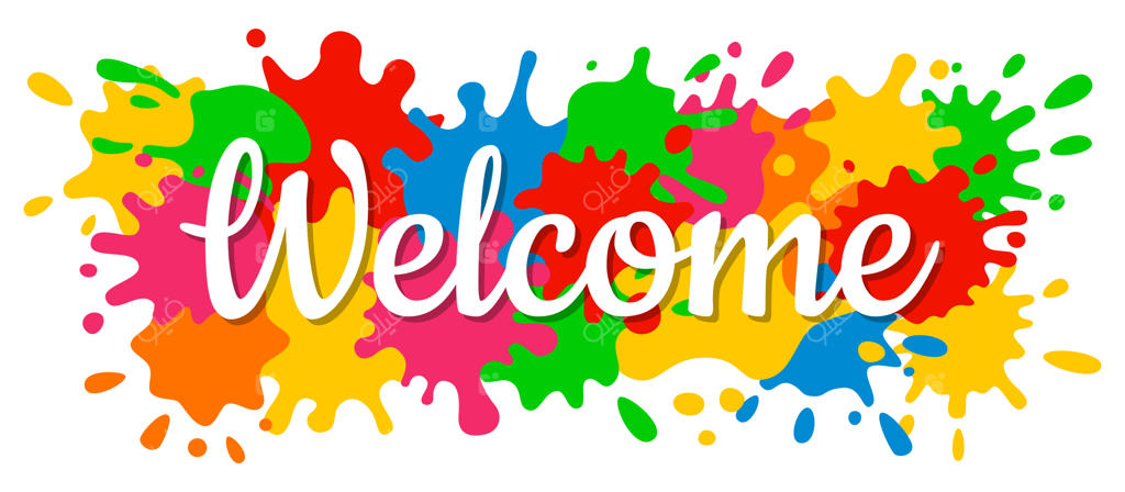 قالب پوستر و بنر خوش‌آمدگویی با طرح پاشش رنگ و پس‌زمینه لکه‌های مایع روشن