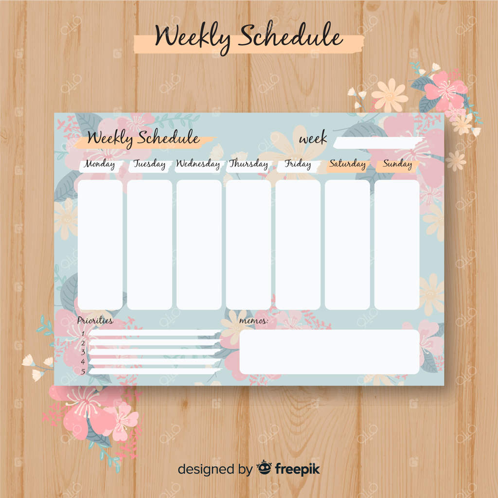 پترن زیبا و هفتگی برنامه‌ریزی با طرح گل‌ها