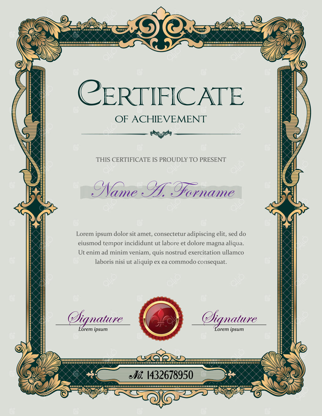 گواهی‌نامه‌ موفقیت با قاب تزیینات کلاسیک