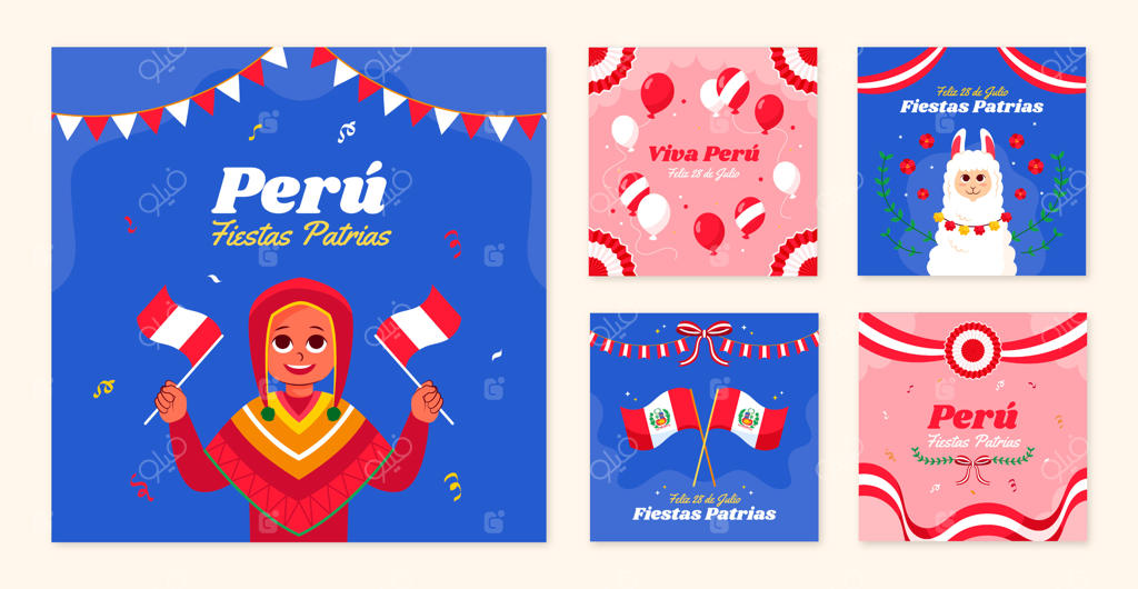 مجموعه پست‌های اینستاگرام فلات برای جشن‌های میهنی پرو