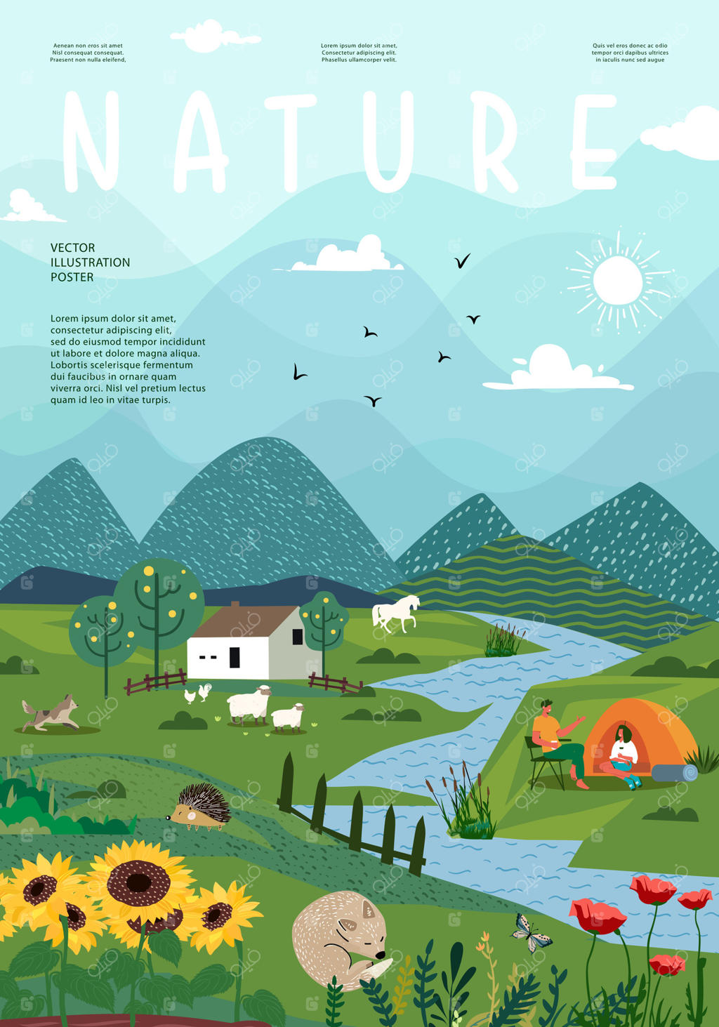 پوستر هنری معاصر با طرح طبیعت و منظره