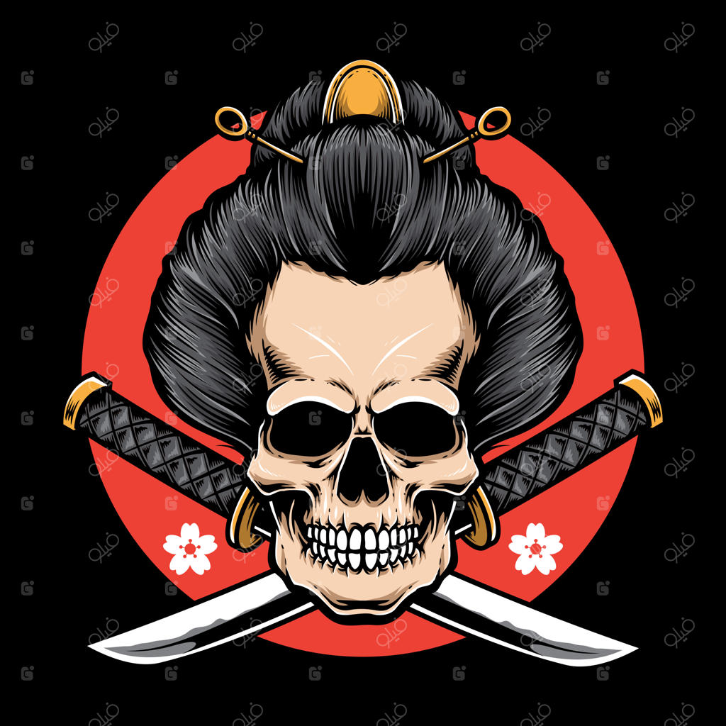 گیشای جمجمه با کتانا (تصویر برداری)