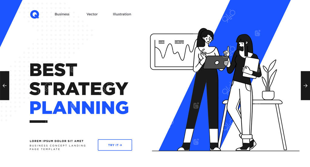 پترن اسلاید ارائه یا طراحی وبسایت صفحه فرود: مفاهیم مصور کسب‌وکار