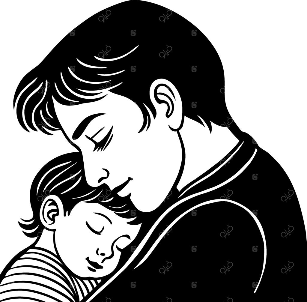 آغوش احساسی والدین و فرزند، تصویرگر عشق و پیوند برای طراحی‌های صمیمانه