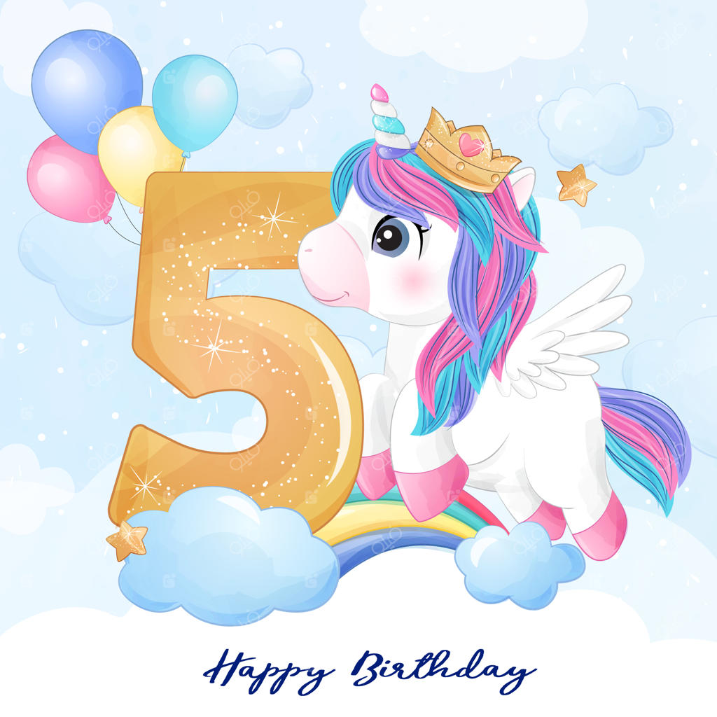 تصویر تک‌شاخ بامزه با شماره‌گذاری