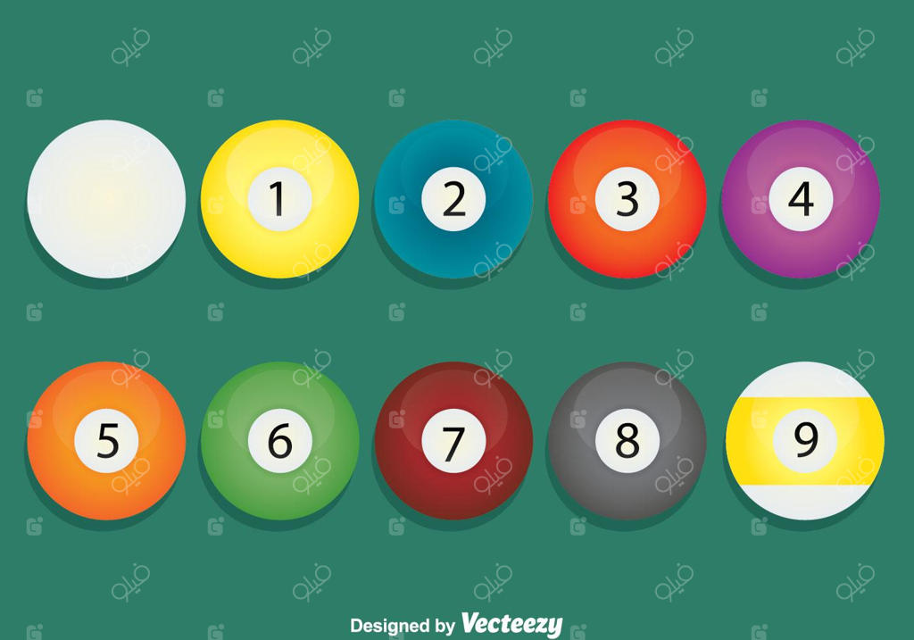 ۹ توپ در وکتور سبز