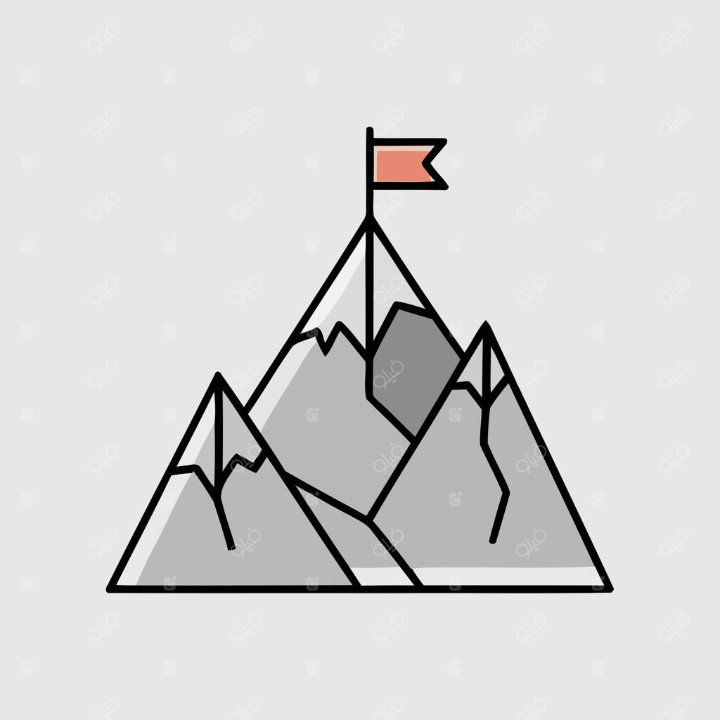 قله کوه با پرچمی بر فراز آن