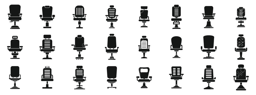 مجموعه آیکون‌های ساده صندلی آرایشگاه. صندلی داخلی سالن