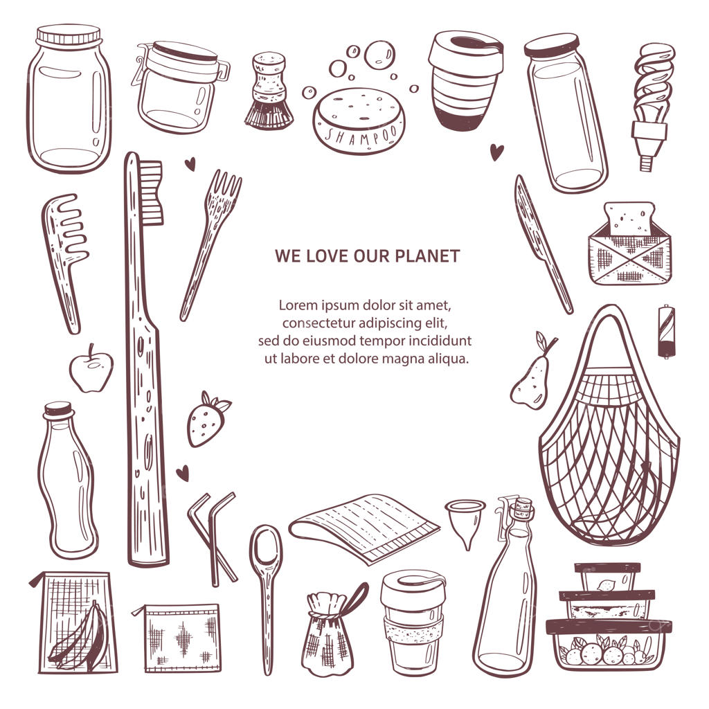 پس‌زمینه اینفوگرافیک دست ‌ساز بدون زباله - مجموعه‌ای از عناصر طبیعی و سازگار با محیط زیست