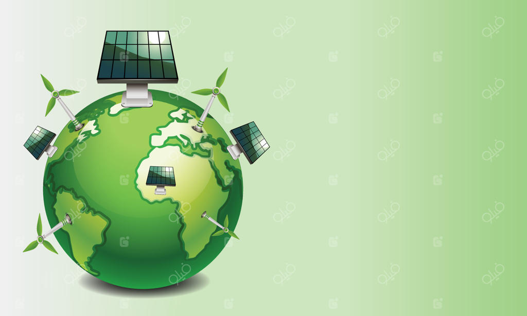 جهان انرژی تجدیدپذیر با صفحات خورشیدی و توربین‌های بادی