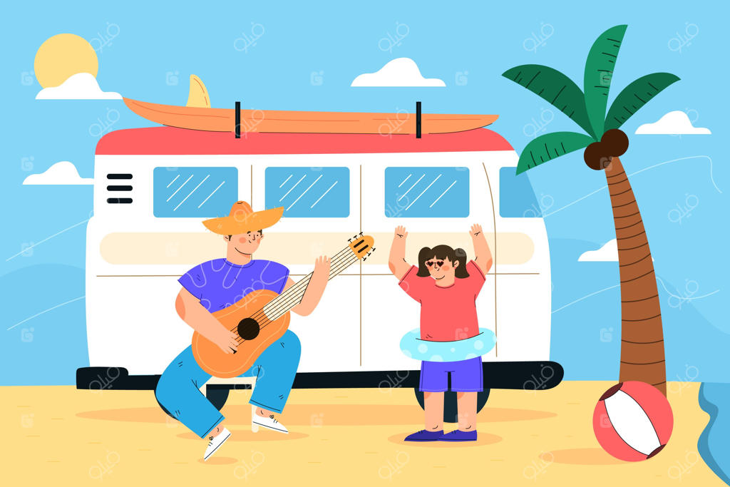 تصویرسازی تخت و ارگانیک تابستانی