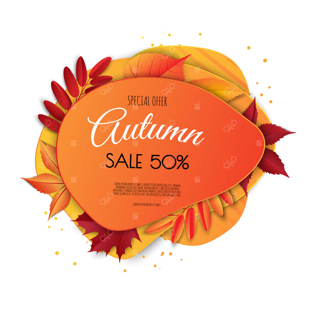 بنر پاییزی با برگ‌های ریزان پاییزی