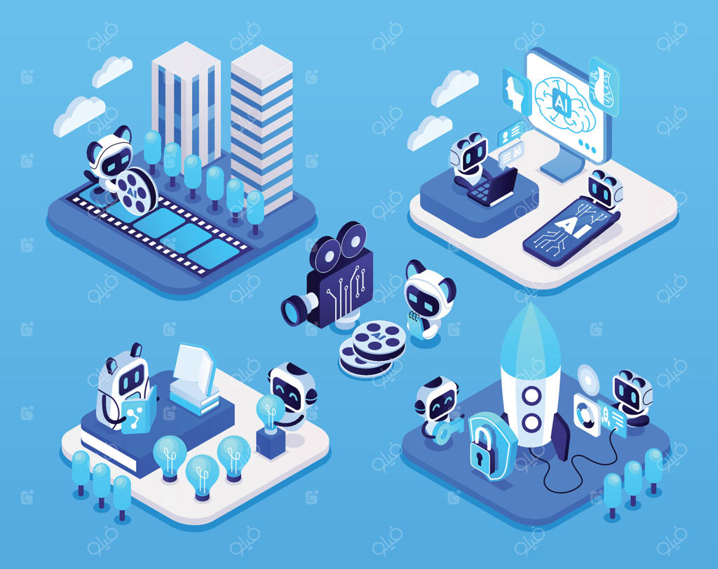 کاوش در هوش مصنوعی با رباتیک خلاقانه و تکنولوژی - وکتور حرفه‌ای