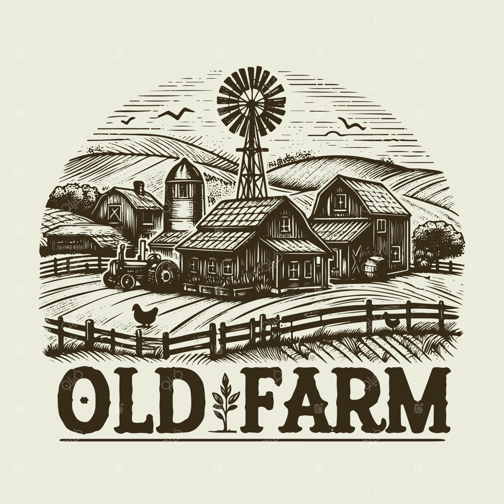 تصویرسازی مزرعه قدیمی به سبک وینتج