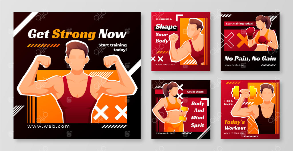 قالب طراحی باشگاه و تناسب اندام به سبک گرادینت