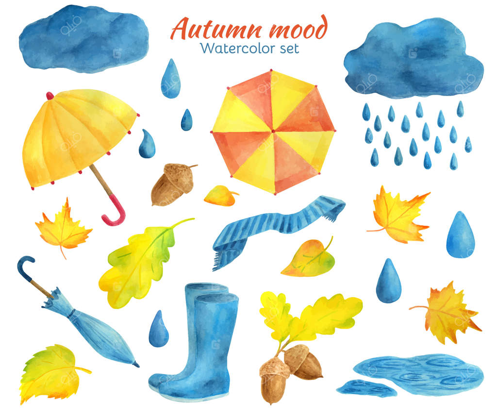 مجموعه عناصر آبرنگی پاییزی