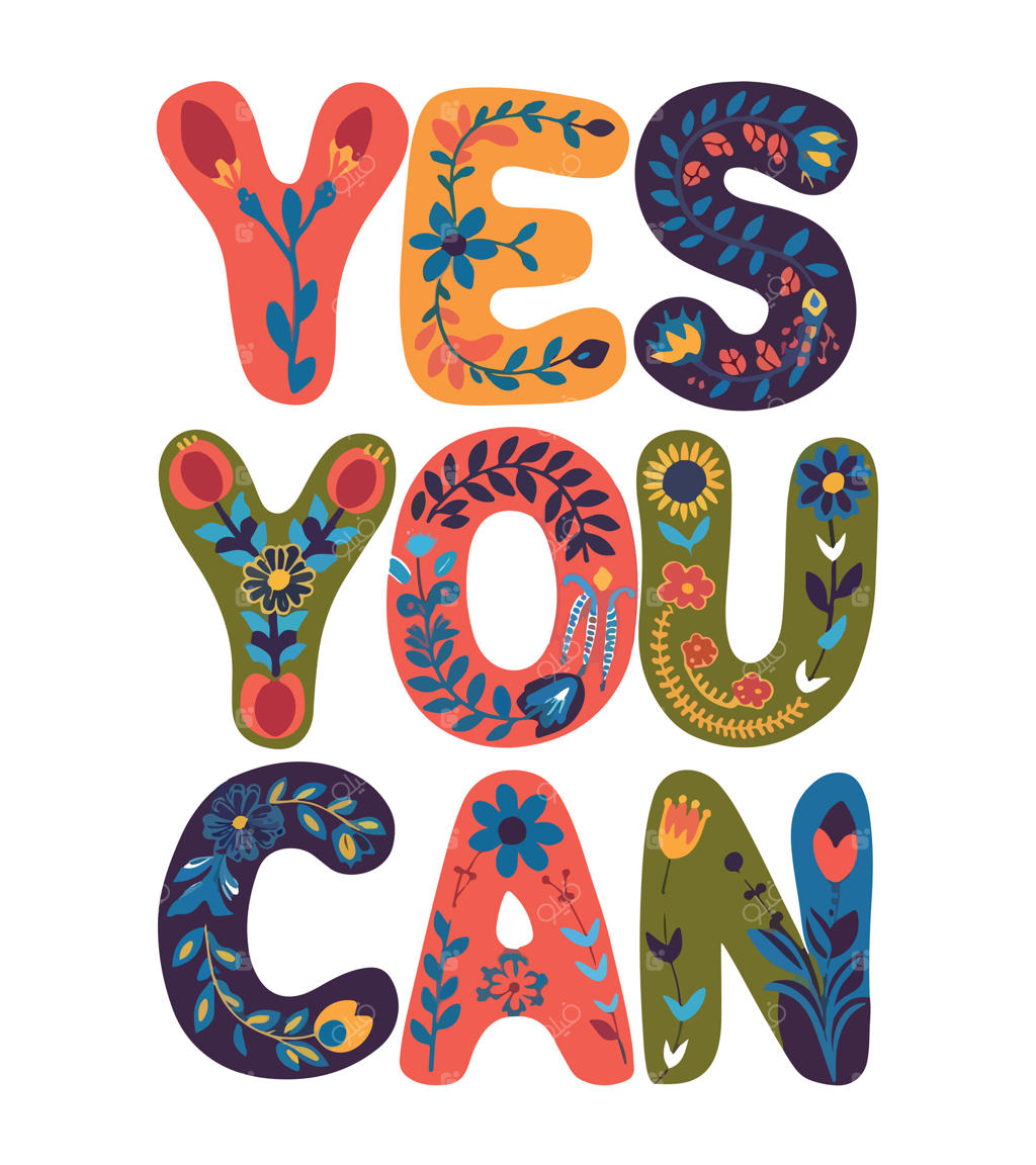 پوستر رنگارنگ با نوشته تو می‌توانی