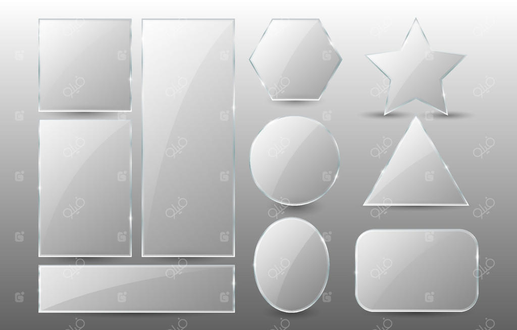 مجموعه بنرهای شیشه‌ای سفید و شفاف با هایلایت به سبک گلس‌مورفیسم