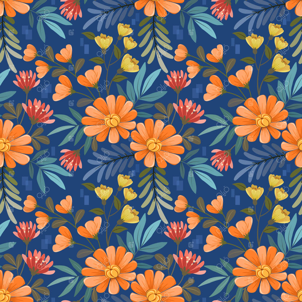 طرح گل‌های رنگارنگ و دست‌کشیده برای پارچه، نساجی و کاغذ دیواری