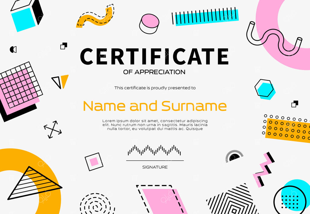 قالب گواهی با طرح هندسی و سبک ممفیس