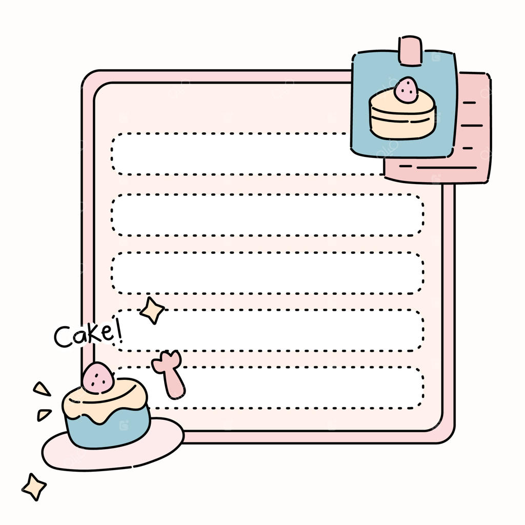 یادداشت‌ کاغذی کیک پاستلی بامزه با تصویر دسر کاوایی