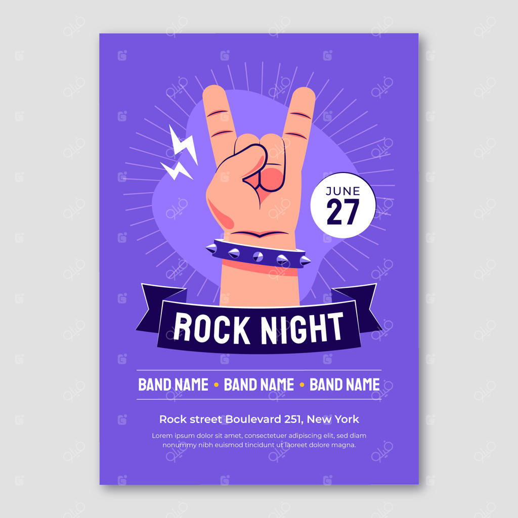 قالب پوستر گروه موسیقی دست‌کشیده و تخت