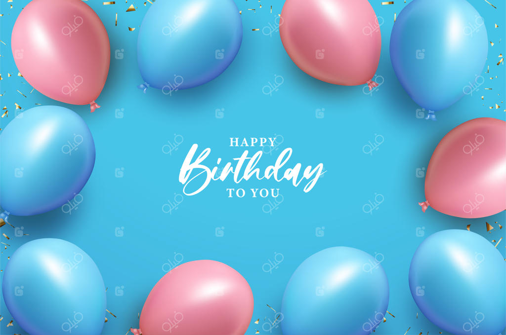 پس‌زمینه تولد مبارک با بادکنک‌های براق