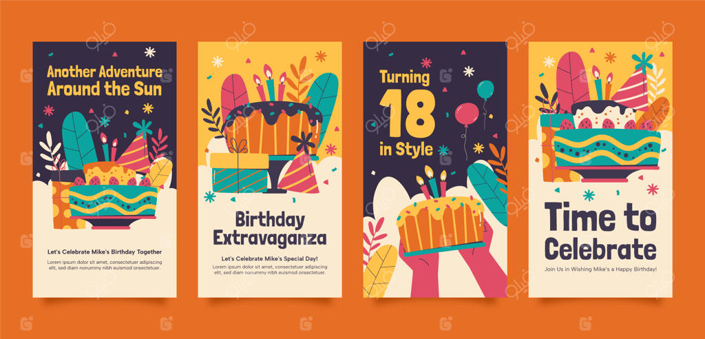 استوری‌های اینستاگرام با طراحی تخت برای جشن تولد