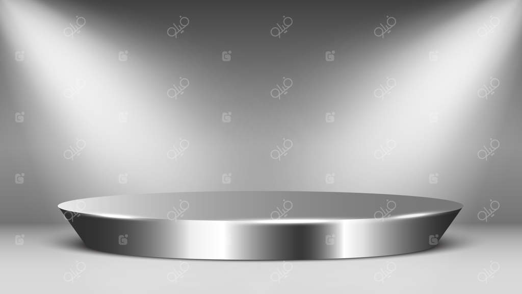 سکوی خالی فلزی با نورافکن‌ها: جایگاه گرد و براق. صحنه.
