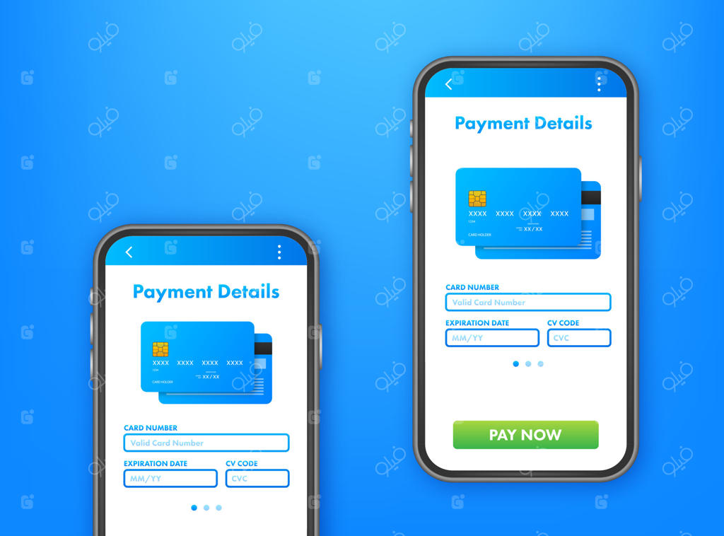 کارت ویزیت با جزئیات پرداخت برای طراحی صفحه وب. خرید آنلاین. کارت اعتباری. فروشگاه اینترنتی. تصویر برداری وکتور.