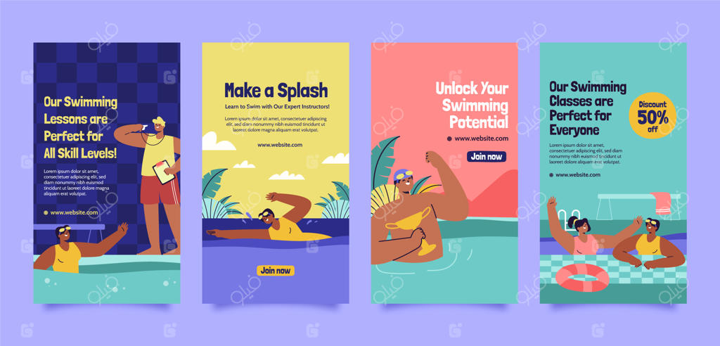 مجموعه استوری‌های اینستاگرام برای آموزش و یادگیری شنا