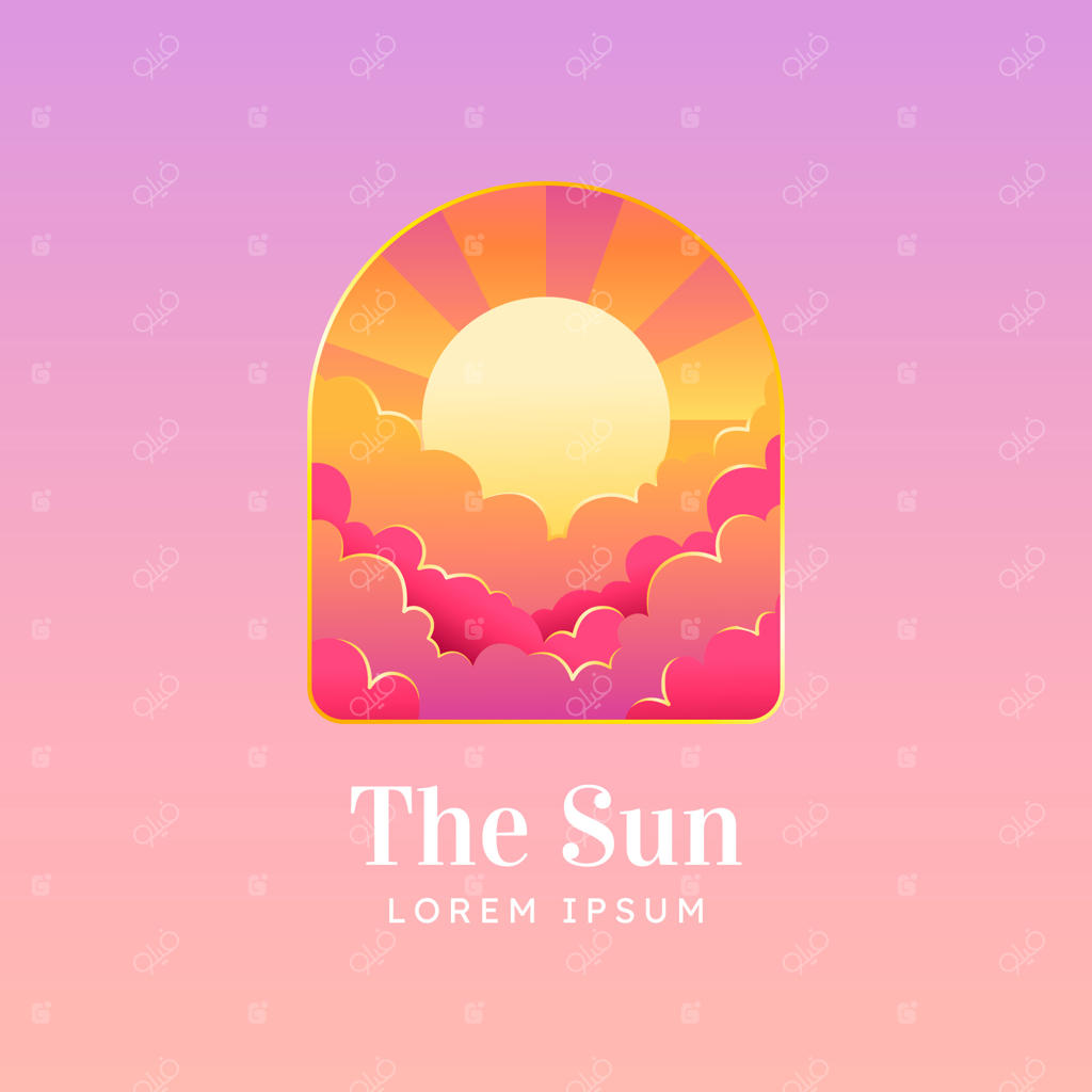 طراحی لوگوی خورشید با گرادیان رنگی