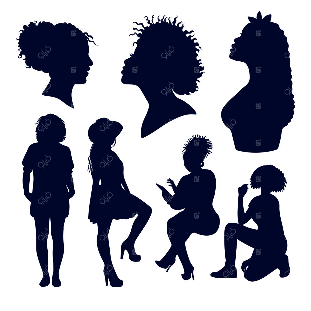 مجموعه‌ای از طرح‌های دستی سیلوئت زنان سیاه‌پوست