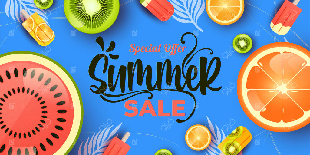 بنر حراج تابستانی با طراحی جذاب و میوه‌های رسیده