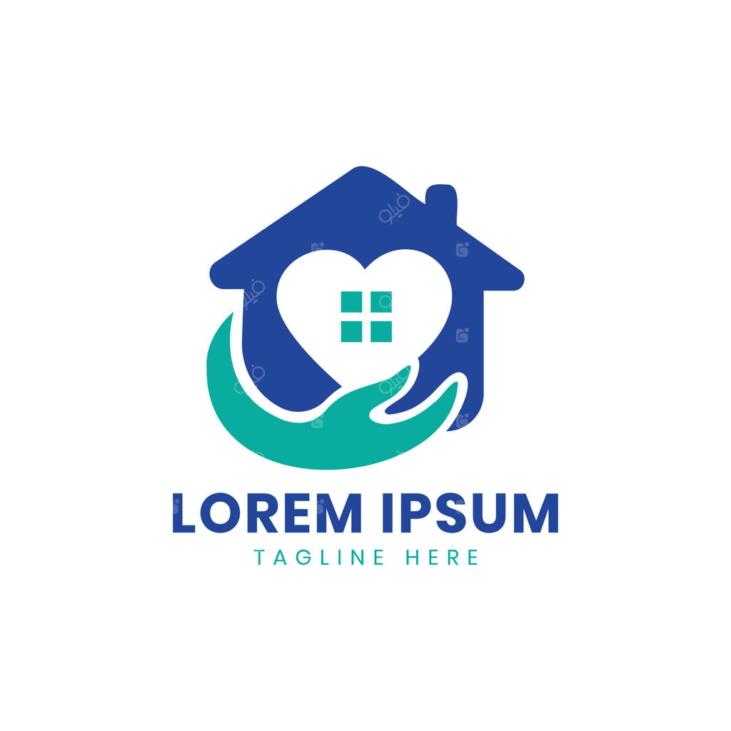 طراحی خلاقانه لوگوی مراقبت در منزل با مفهوم خانه، دست و قلب